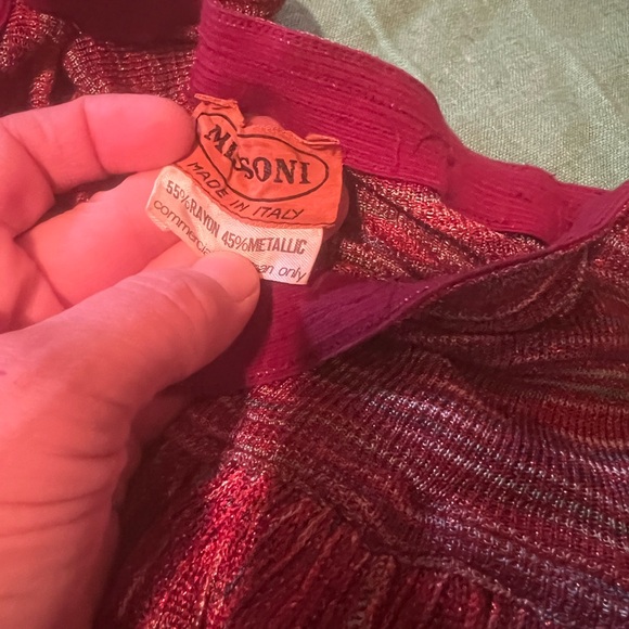Vintage 2 piece Missoni cardigan skirt SET knit textured pink red A line skirt S - Picture 4 of 11